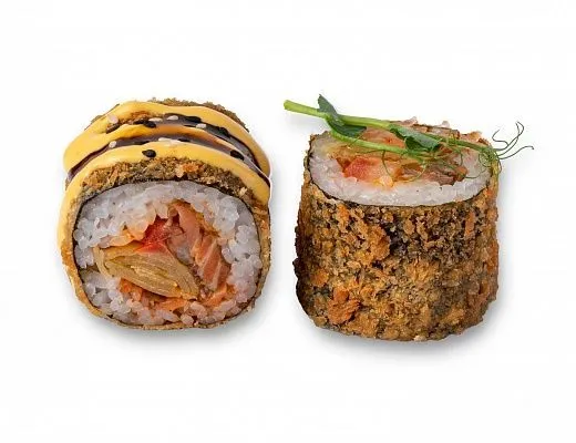 Ролл ЖАРЕНЫЙ ЛОСОСЬ ТЕРИЯКИ в подарок 